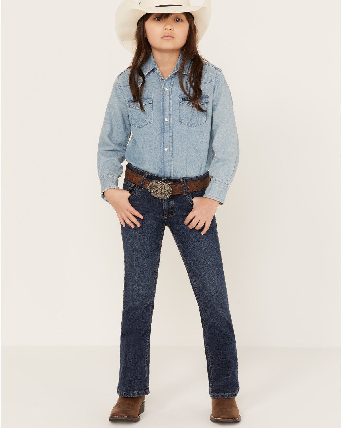 Shyanne Little Girls' Harrah Dark Wash Bootcut Jeans, Dark Wash, hi-res
