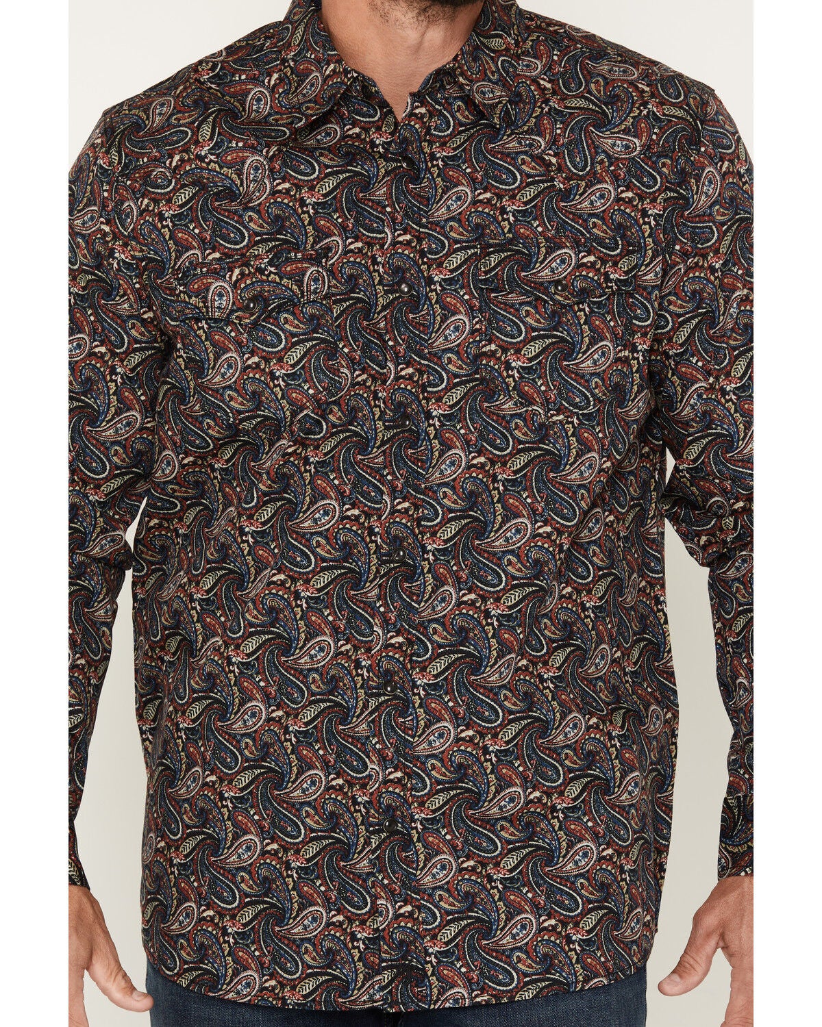 Image #3 - Moonshine Spirit Men's Saddle Paisley Print Long Sleeve Snap Western Shirt, Multi, hi-res
