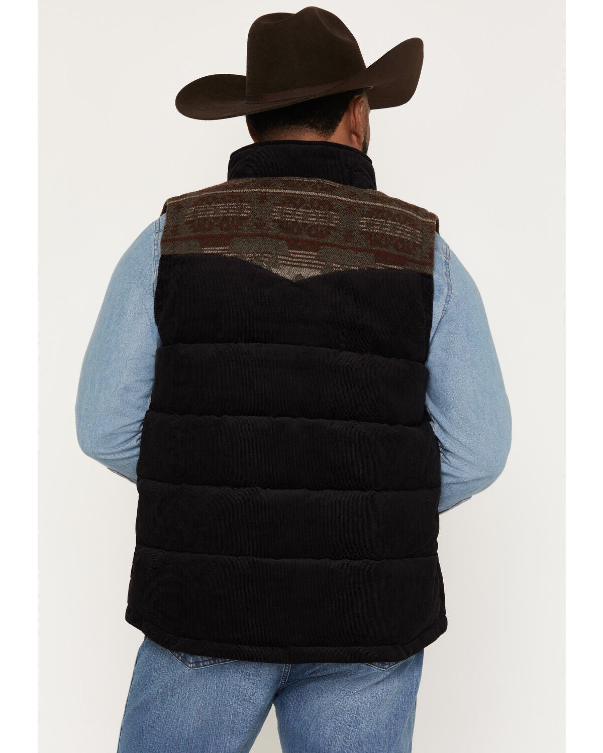Image #4 - Cody James Men's Anza Southwestern Flannel Corduroy Snap Vest, Black, hi-res