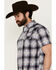 Image #2 - Moonshine Spirit Men's Wreckless Plaid Print Short Sleeve Snap Western Shirt, White, hi-res