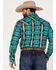 Rock & Roll Denim Men's Southwestern Stretch Long Sleeve Snap Shirt, Teal, hi-res