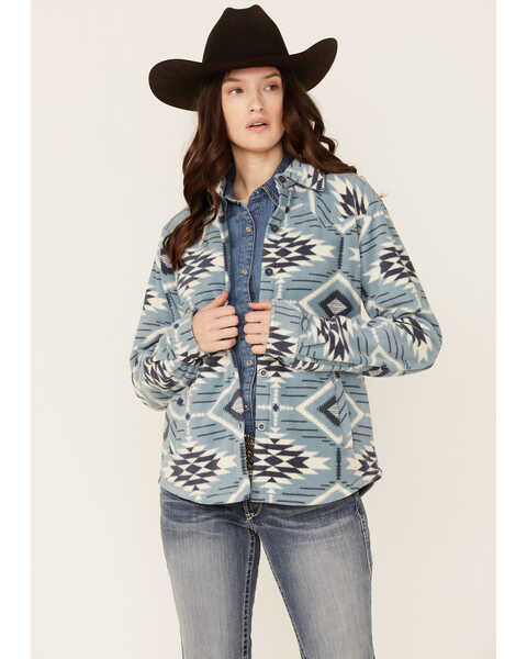Outback Trading Co. Women's Eleanor Southwestern Fleece Jacket , Blue, hi-res