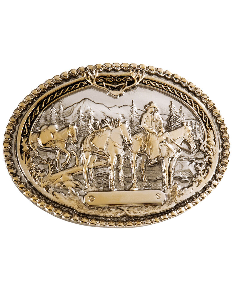 Montana Silversmiths Pack Horse and Rider Buckle, Silver, hi-res
