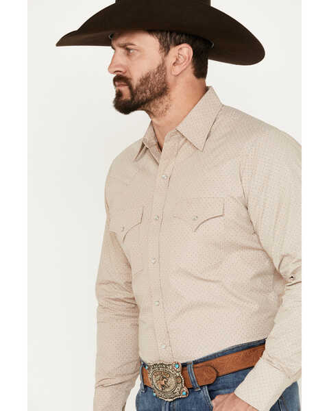 Image #2 - Ely Walker Men's Geo Print Long Sleeve Pearl Snap Western Shirt, Beige/khaki, hi-res