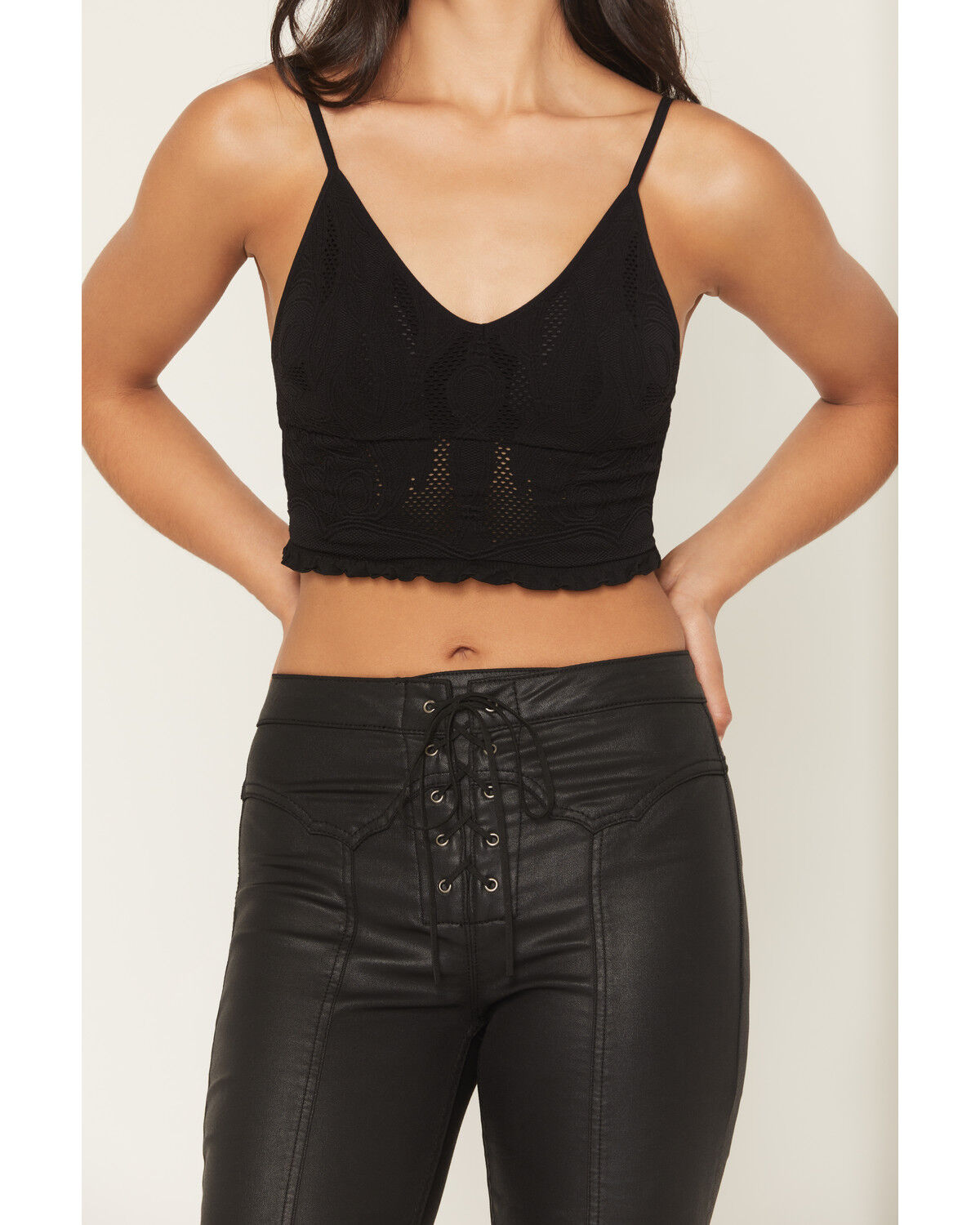Image #3 - Fornia Women's Boot Stitch Sleeveless Cropped Tank Top, Black, hi-res