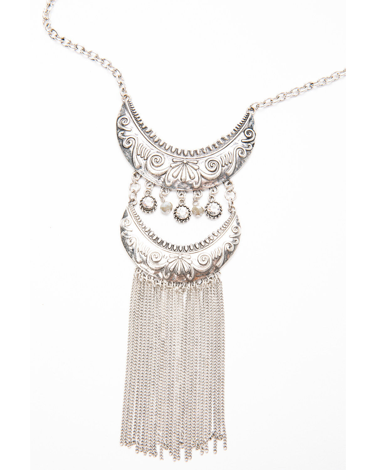 Image #3 - Shyanne Women's Moonlit Linear Row Laser Cut Swag Choker Necklace , Silver, hi-res