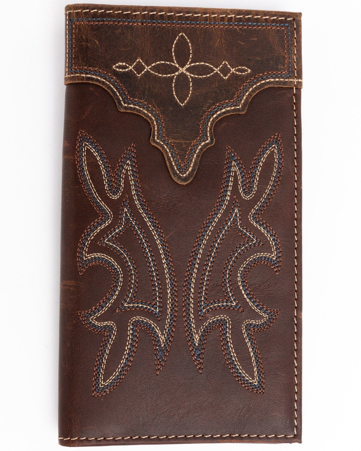 Cody James Men's Rodeo Stitched Leather Wallet, Brown, hi-res