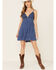 Image #2 - Tempted Women's Crochet Top Mini Dress, Blue, hi-res