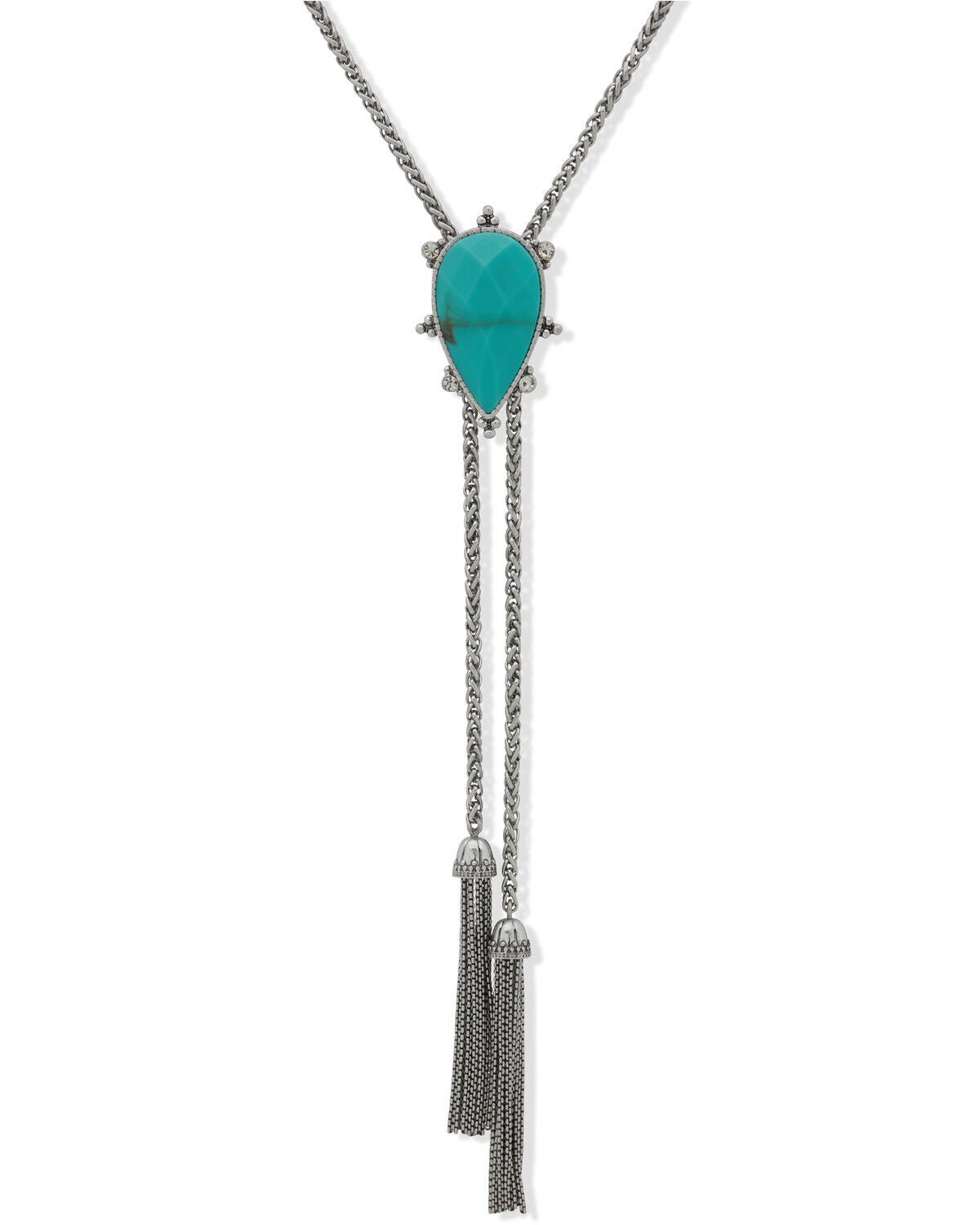 Image #1 - Lainey Wilson Women's Long Pear Stone Bolo, Silver, hi-res
