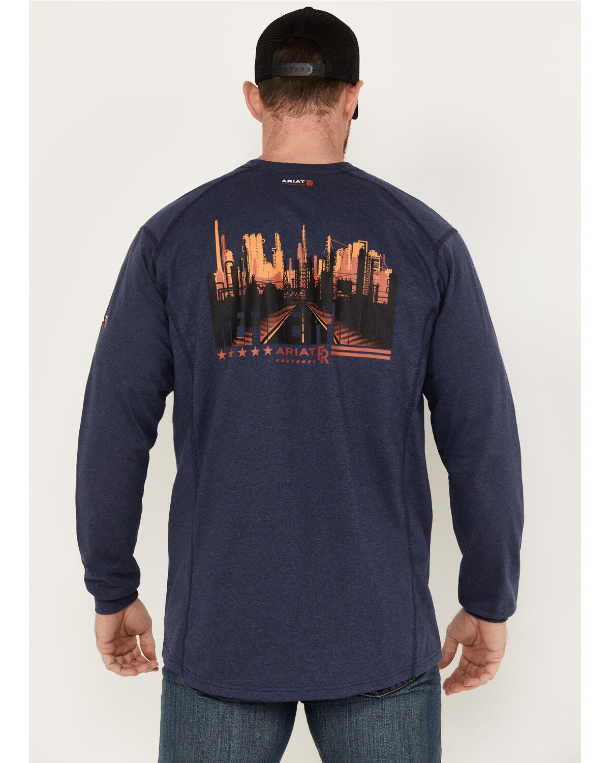 Ariat Men's Rebar FR Air Refinery Henley Long Sleeve Work Shirt - Tall, Navy, hi-res