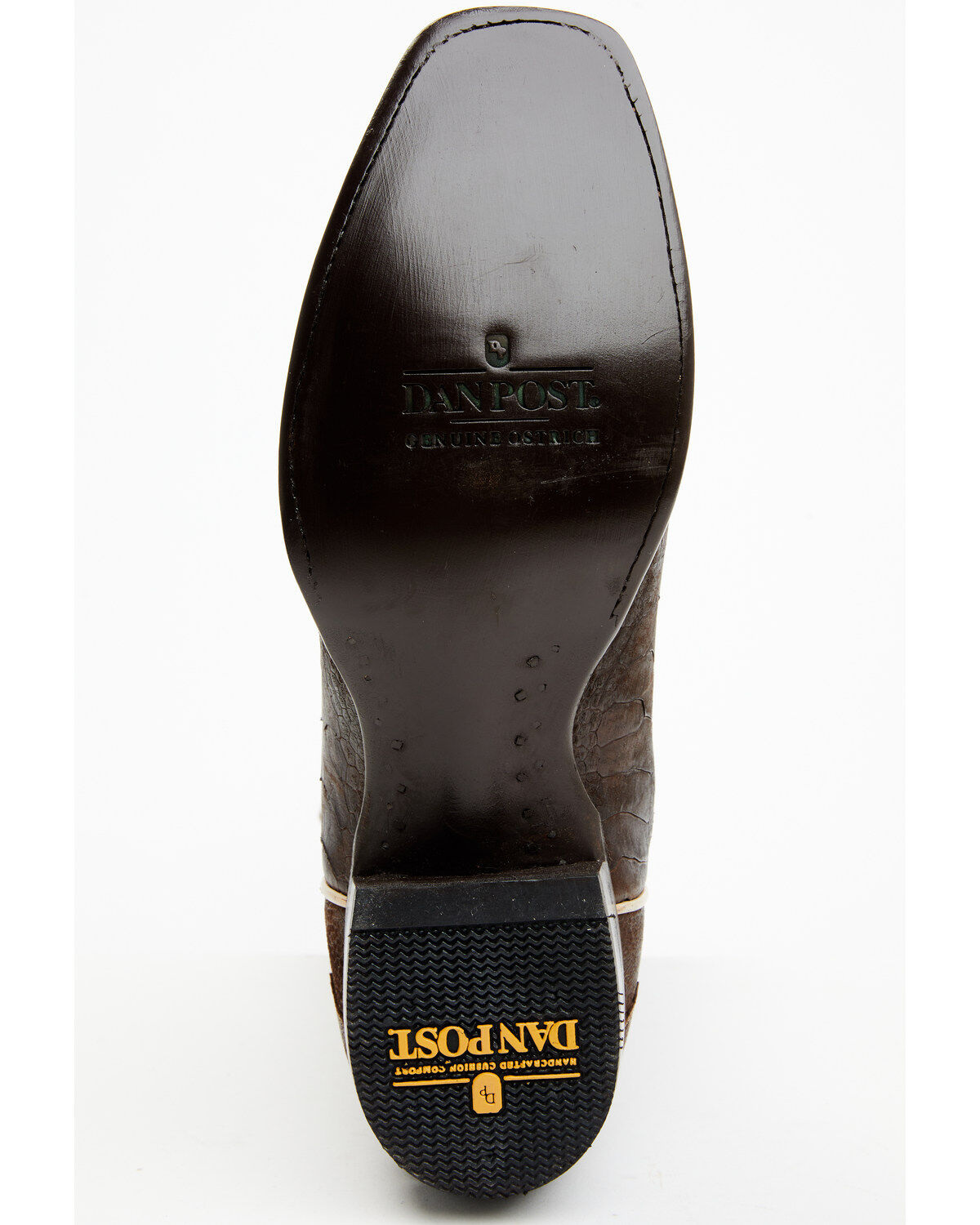Image #7 - Dan Post Men's Exotic Ostrich Leg Western Boots - Square Toe, Chocolate, hi-res