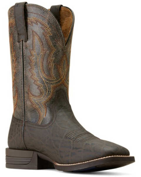 Ariat Men's Steadfast Elephant Print Western Performance Boots - Broad Square Toe, Brown, hi-res