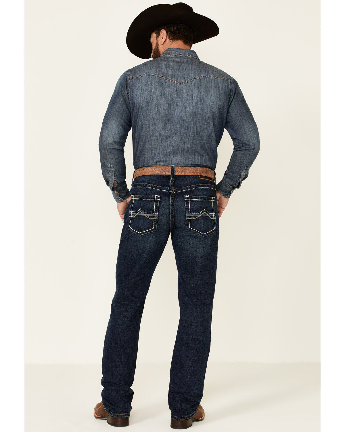 Image #2 - Ariat Men's M4 Barstow Denali Dark Wash Stretch Relaxed Straight Jeans, Blue, hi-res