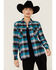 Pendleton Women's Multi-Colored Southwestern Flannel Shirt , Turquoise, hi-res