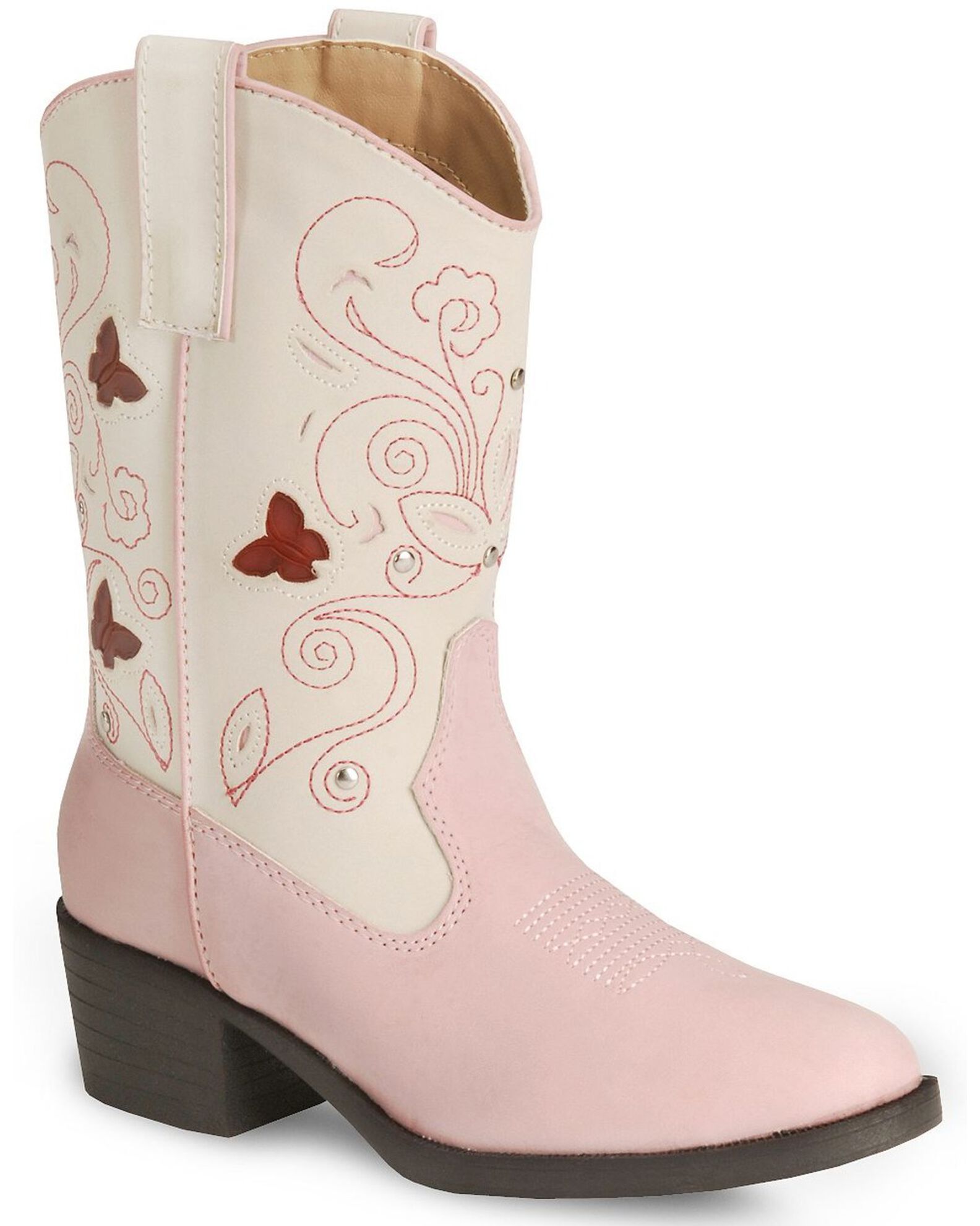 Image #1 - Roper Kid's Light Up Floral Western Boots, Pink, hi-res