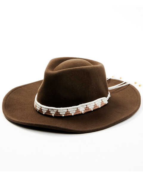 Nikki Beach Women's Telluride Wool Felt Fedora Hat, Brown, hi-res