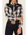 Roper Women's Plaid Print Long Sleeve Snap Western Shirt, Black, hi-res