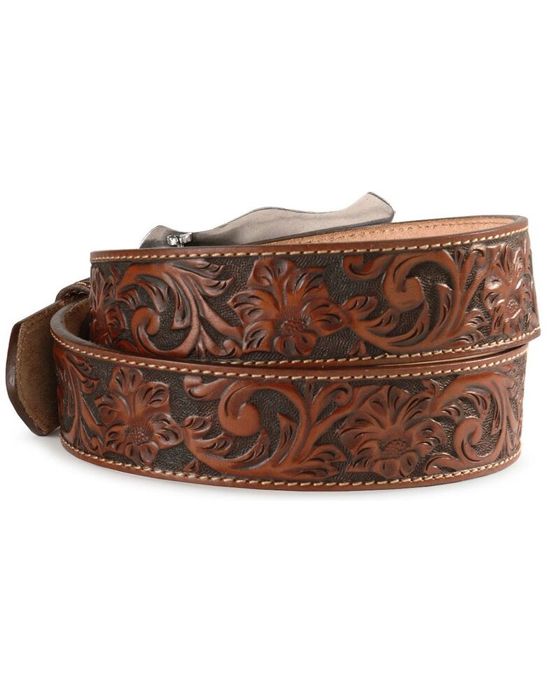 Justin Men's Floral Tooled Leather Belt Boot Barn
