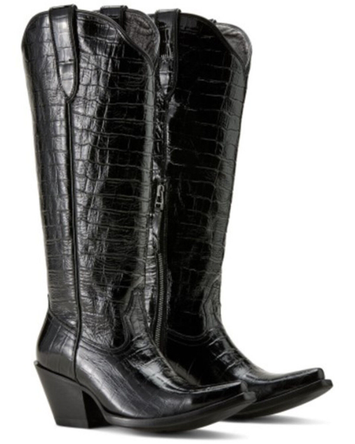Image #2 - Ariat Women's Casanova Crocodile Print Western Boots - Snip Toe, Black, hi-res