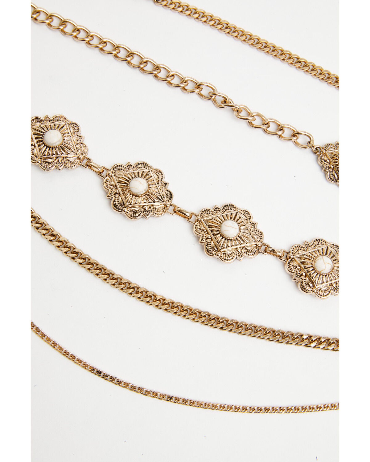 Image #4 - Shyanne Women's Southwestern Concho Layered Chain Belt, Gold, hi-res