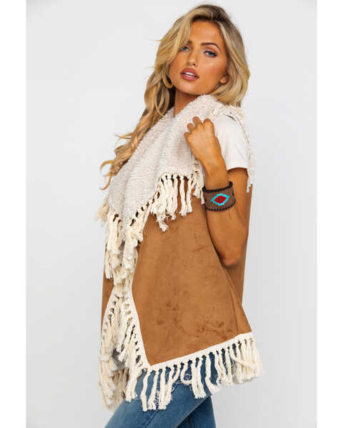Image #3 - Honey Creek by Scully Women's Faux Fur Embellished Fringe Vest , , hi-res