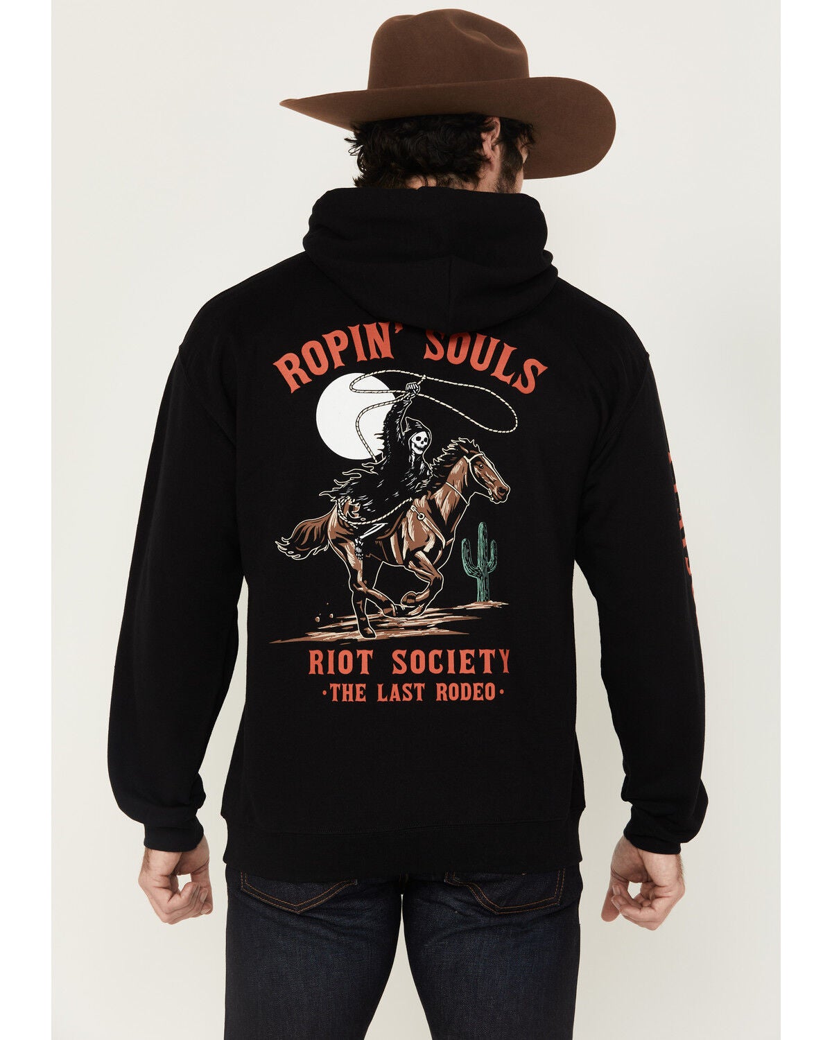 Riot Society Men's Boot Barn Exclusive Ropin' Souls Reaper Graphic Hooded Sweatshirt, Black, hi-res