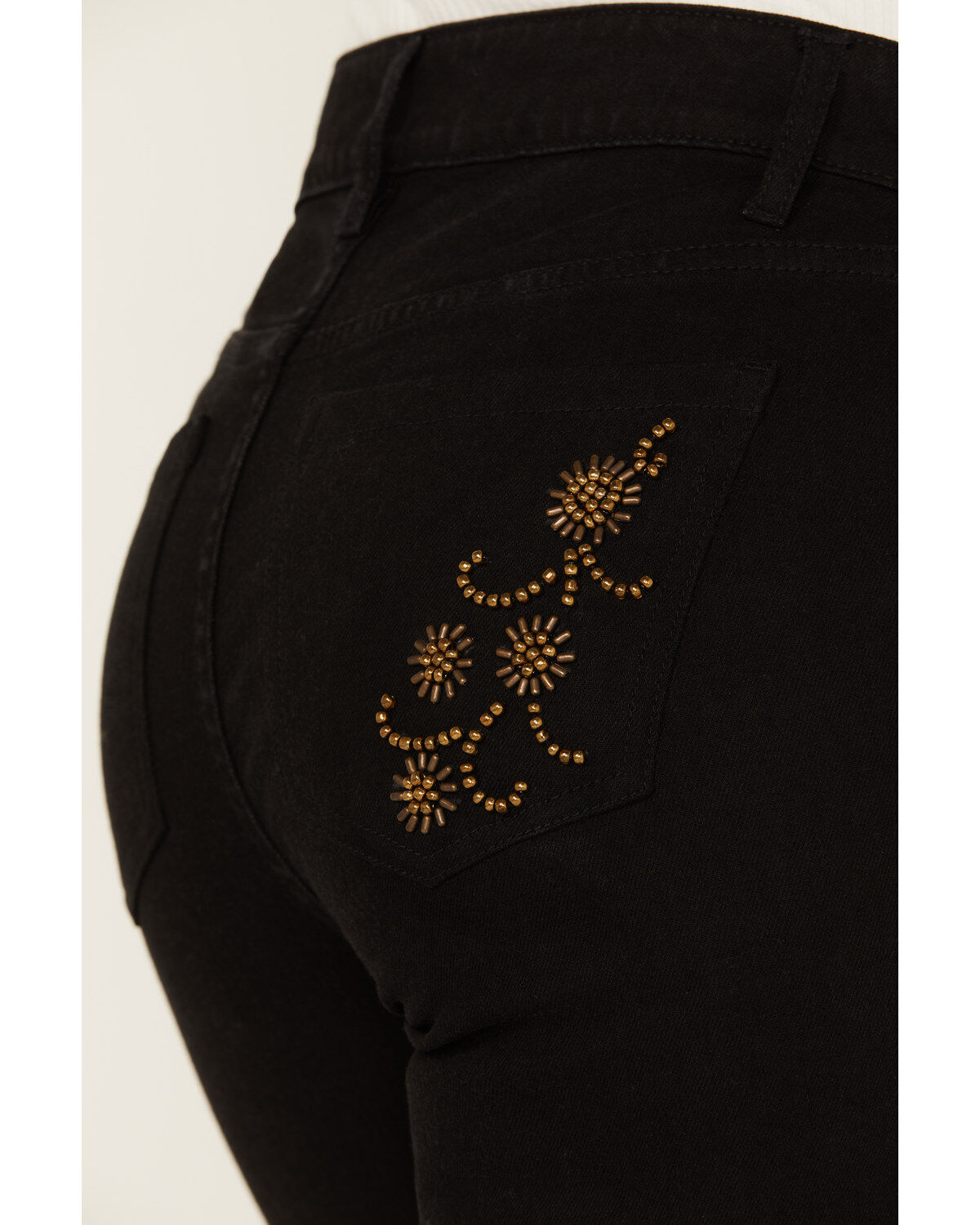 Image #4 - Shyanne Women's Sand Palm High Rise Embellished Flare Jeans, Black, hi-res
