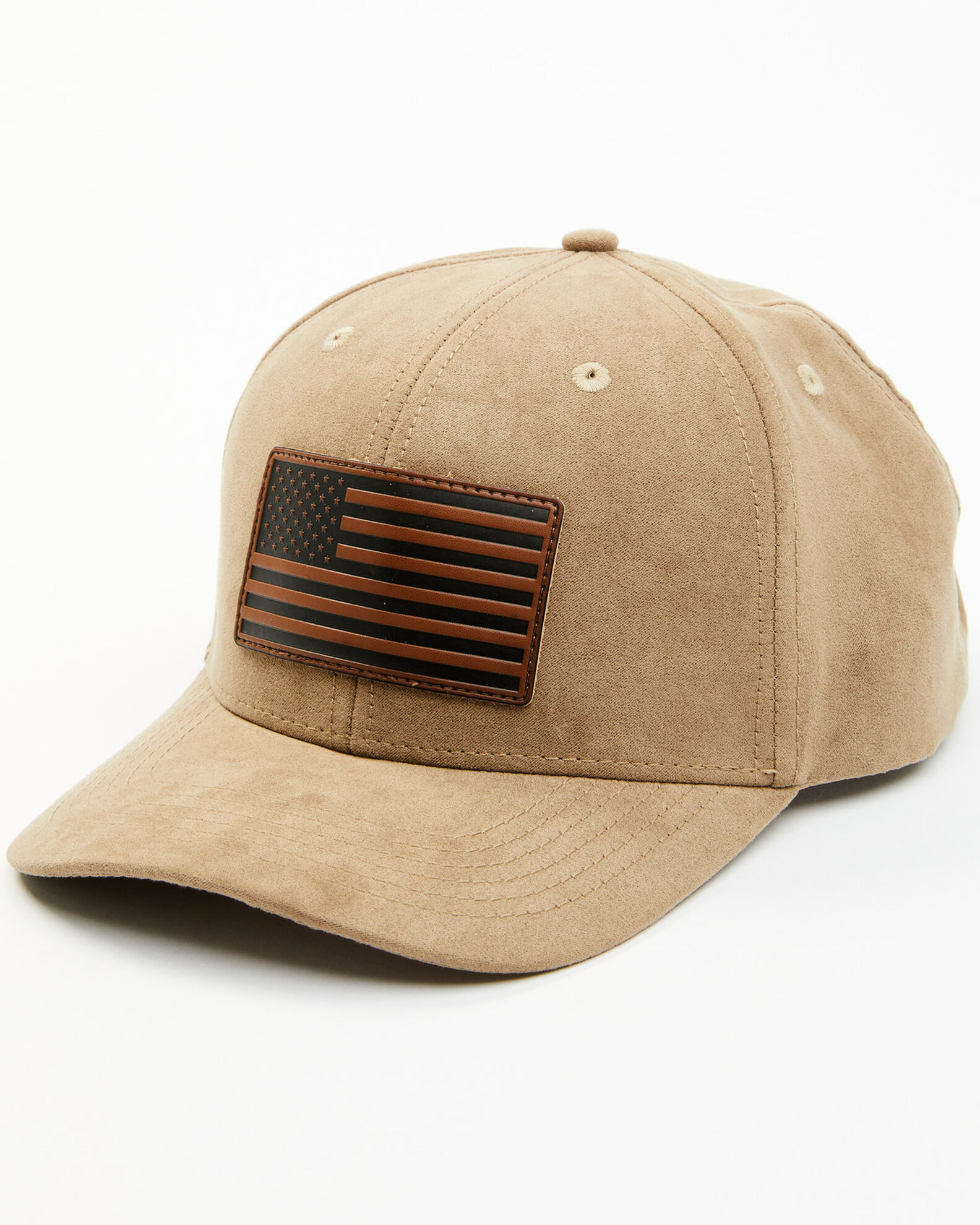 Cody James Men's Taupe Flag Patch Suede Ball Cap