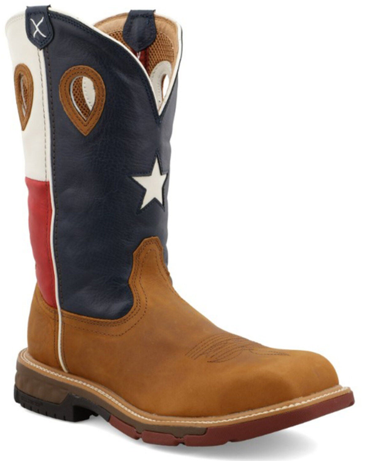 Twisted X Men's Texas Flag Western Work Boots - Nano Composite Toe, Lt Brown, hi-res
