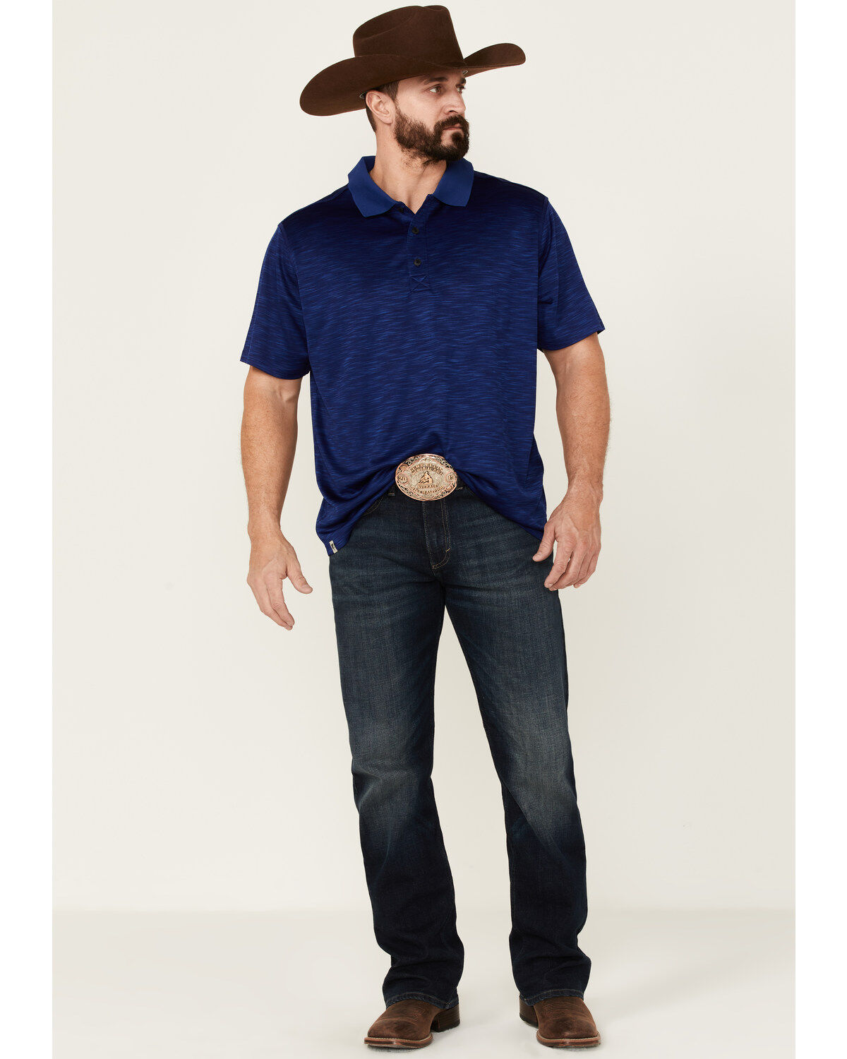 Image #2 - RANK 45® Men's Elite Stripe Short Sleeve Performance Polo Shirt, Blue, hi-res