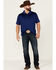 Image #2 - RANK 45® Men's Elite Stripe Short Sleeve Performance Polo Shirt, Blue, hi-res