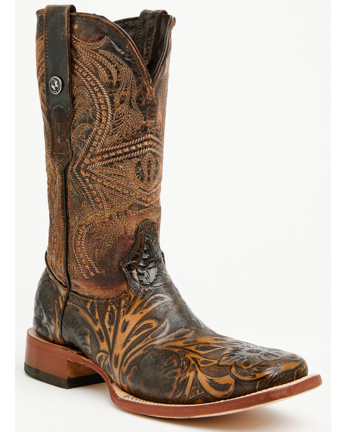 Tanner Mark Men's Hand Tooled Western Boots - Broad Square Toe