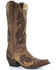 Image #1 - Corral Women's Brown Overlay and Studs Cowgirl Boots - Snip Toe, , hi-res