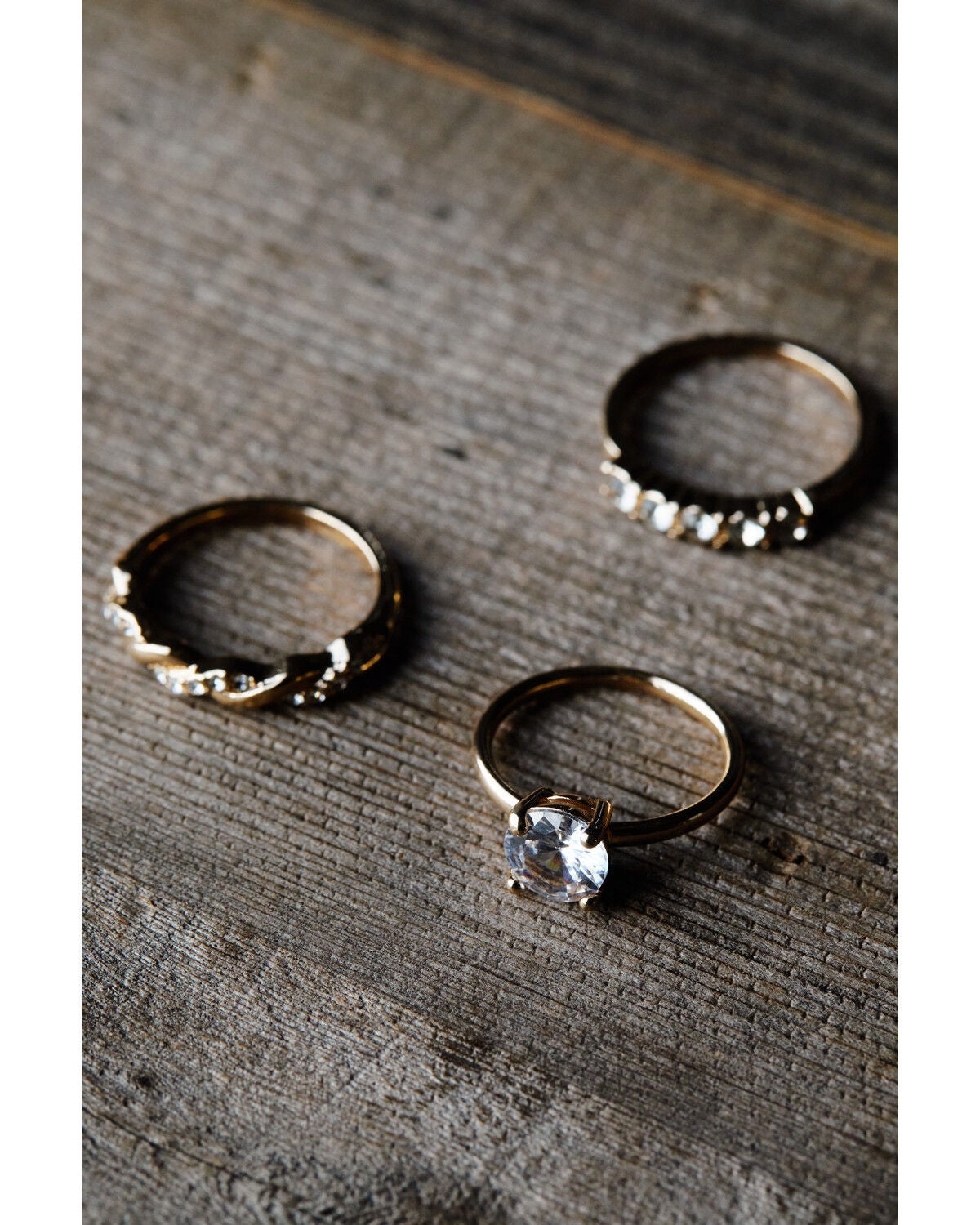 Shyanne Women's Faux Engagement Ring Set - 3 Piece, Gold, hi-res