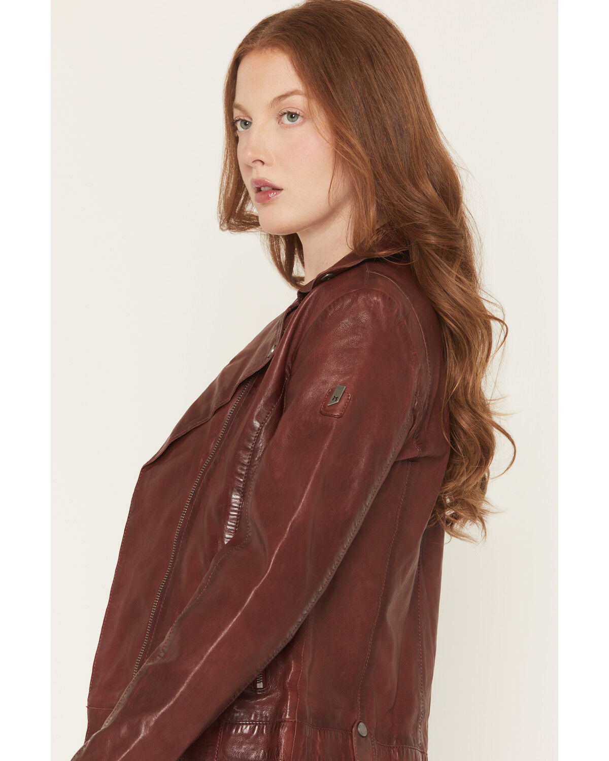 Image #2 - Mauritius Leather Women's Fayola Featherweight Leather Moto Jacket, Wine, hi-res