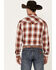 Wrangler Retro Men's Plaid Print Long Sleeve Snap Western Shirt, Wine, hi-res