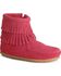 Minnetonka Girls' Double Fringe Side-Zip Moccasin Boot, Hot Pink, hi-res