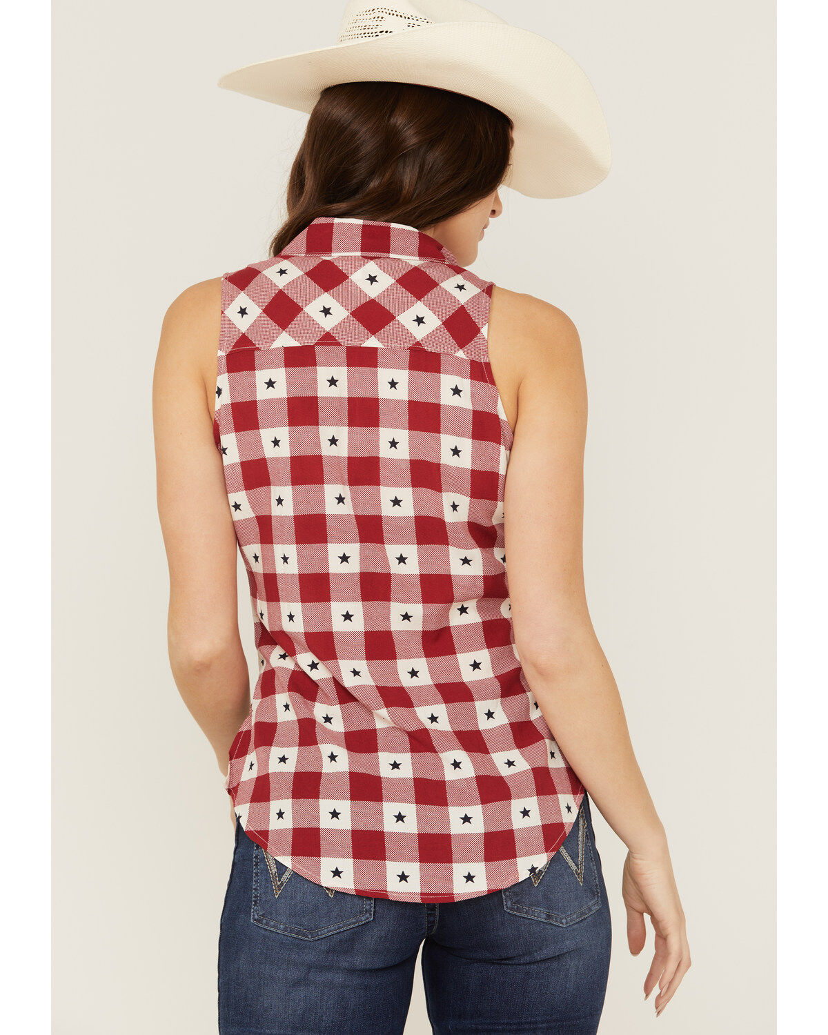 Image #4 - Shyanne Women's Plaid Print Stars America Sleeveless Top, , hi-res