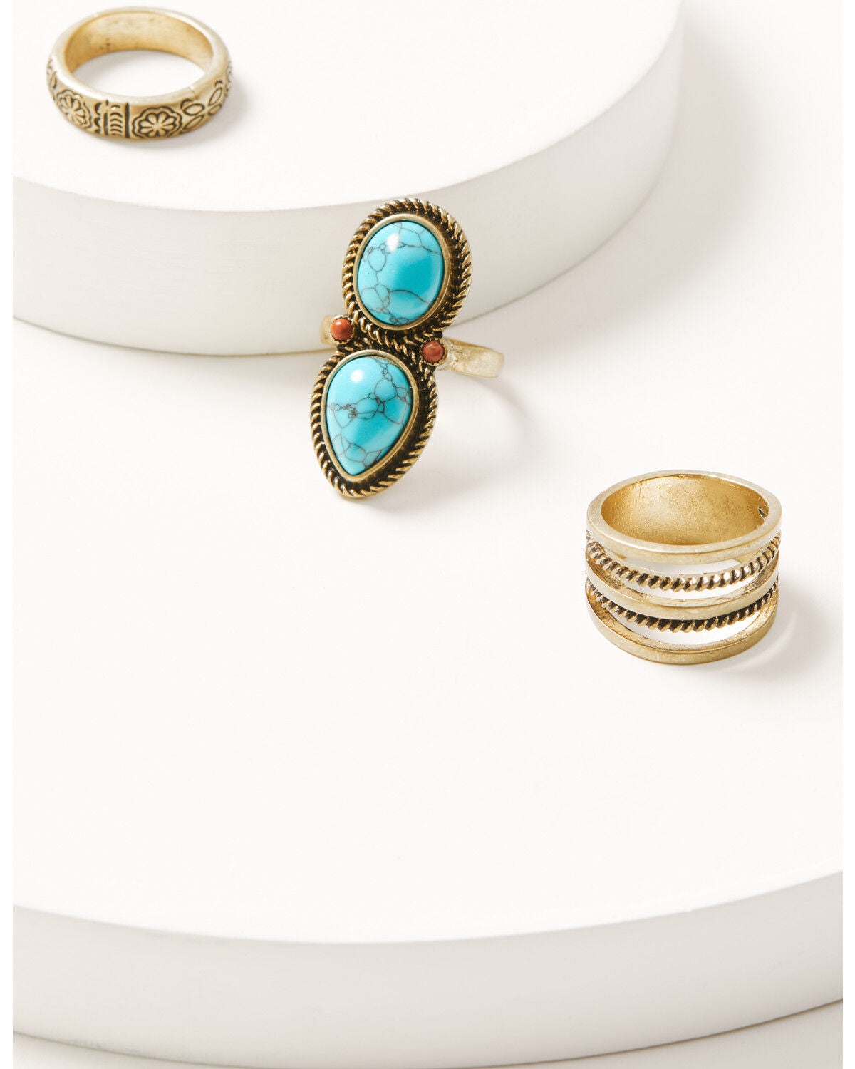 Image #1 - Shyanne Women's Golden Skyland Statement Ring Set - 3 Piece, Gold, hi-res