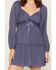 Image #3 - Ash & Violet Women's Solid Long Sleeve Mini Dress, Navy, hi-res