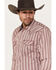 Image #2 - Moonshine Spirit Men's Red Canyon Striped Long Sleeve Pearl Snap Western Shirt, Burgundy, hi-res