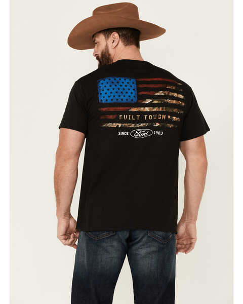 Buck Wear Men's Ford Built Tough Camo Flag Graphic Short Sleeve T-Shirt , Black, hi-res