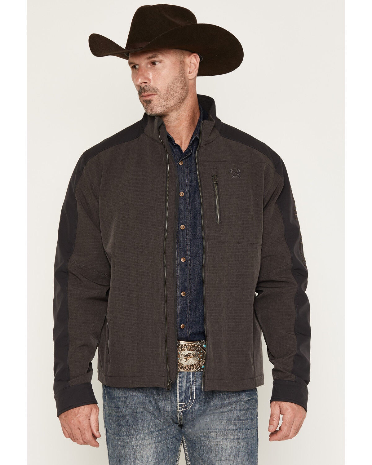 Image #1 - Cinch Men's Bonded Softshell Jacket, Brown, hi-res