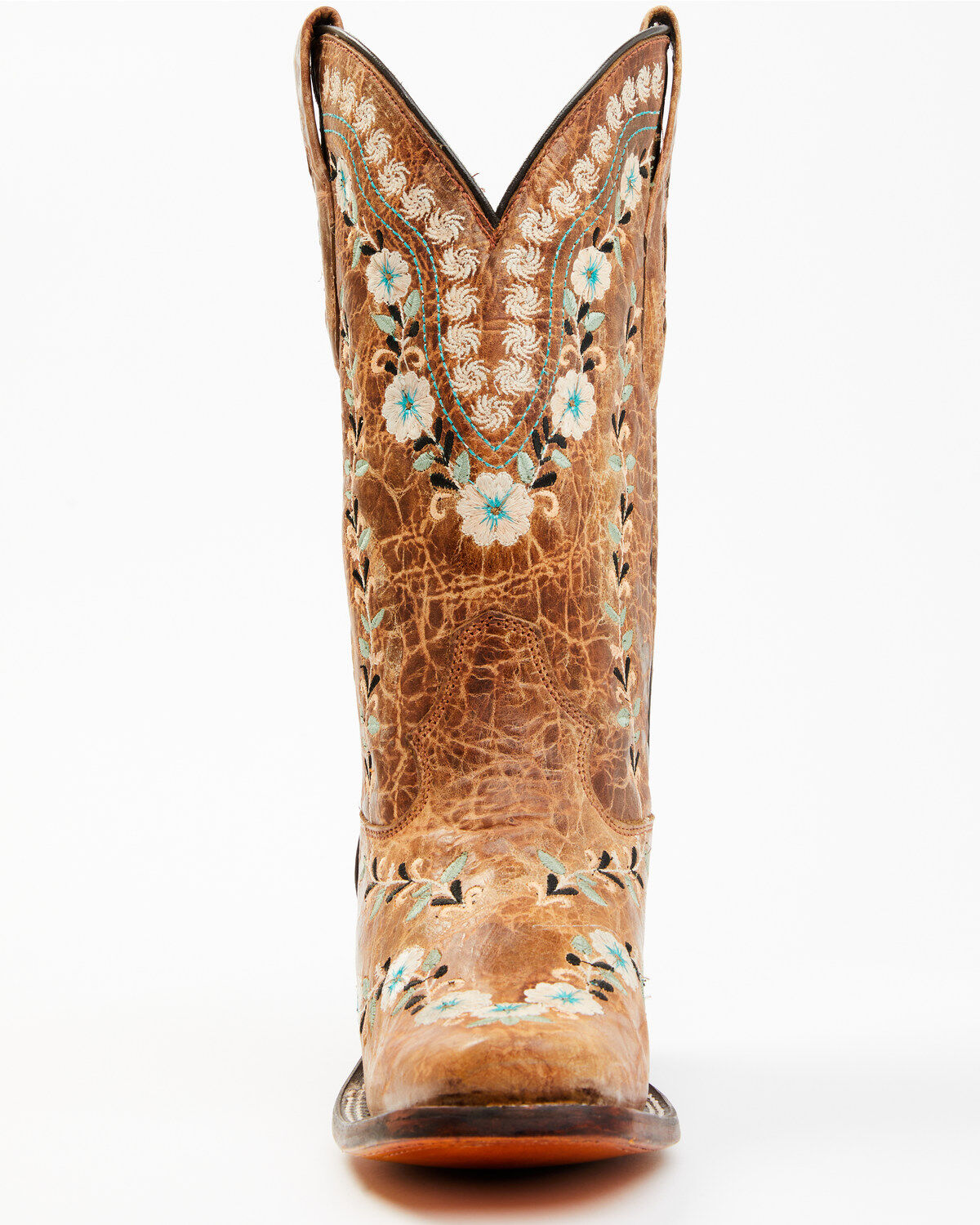 Image #5 - Corral Women's Floral Blacklight Western Boots - Square Toe, Cognac, hi-res