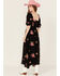 Image #4 - Wild Moss Women's Floral Embroidered Midi Dress, Black, hi-res