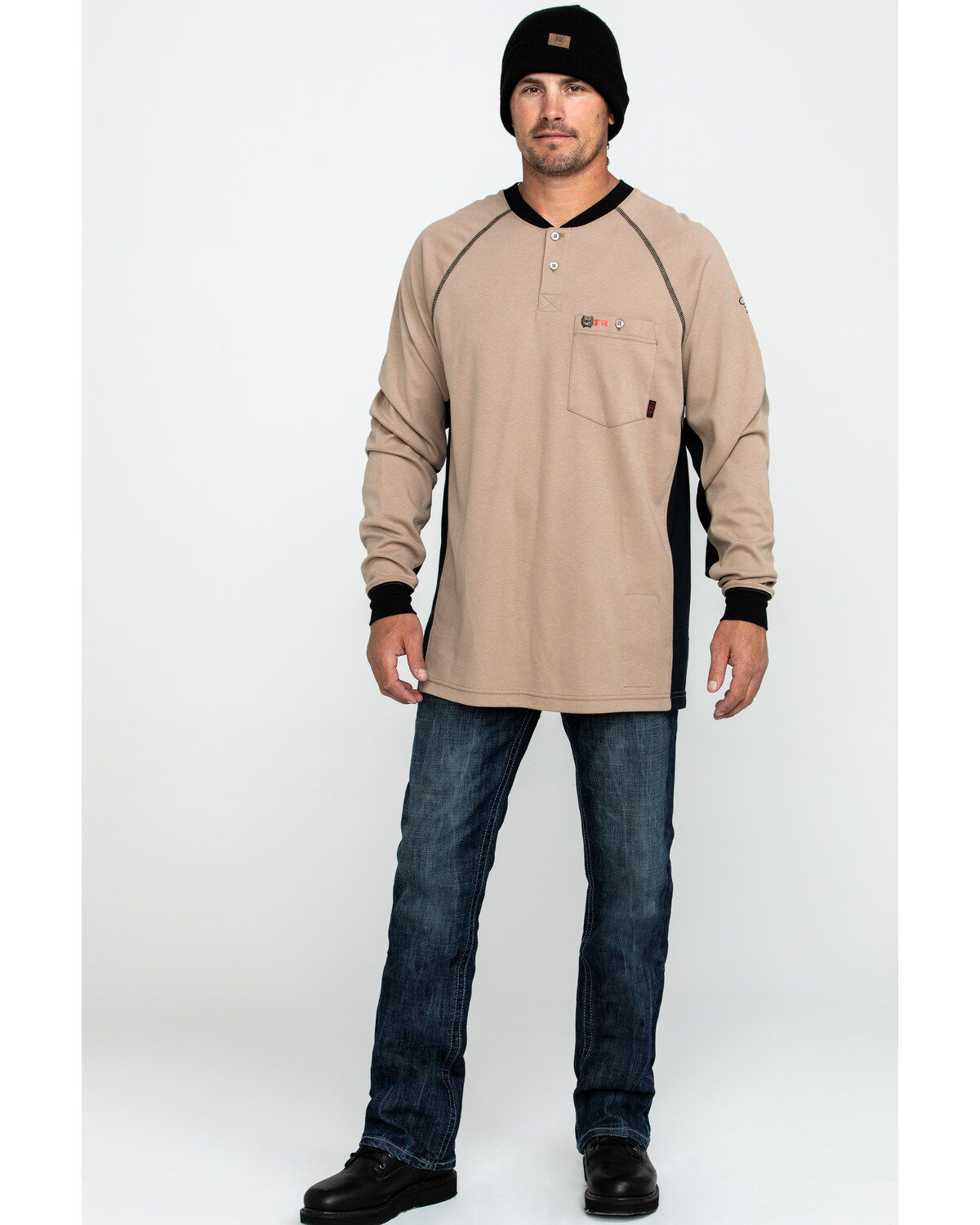 Image #6 - Cinch Men's FR Henley Long Sleeve Work T-Shirt, , hi-res