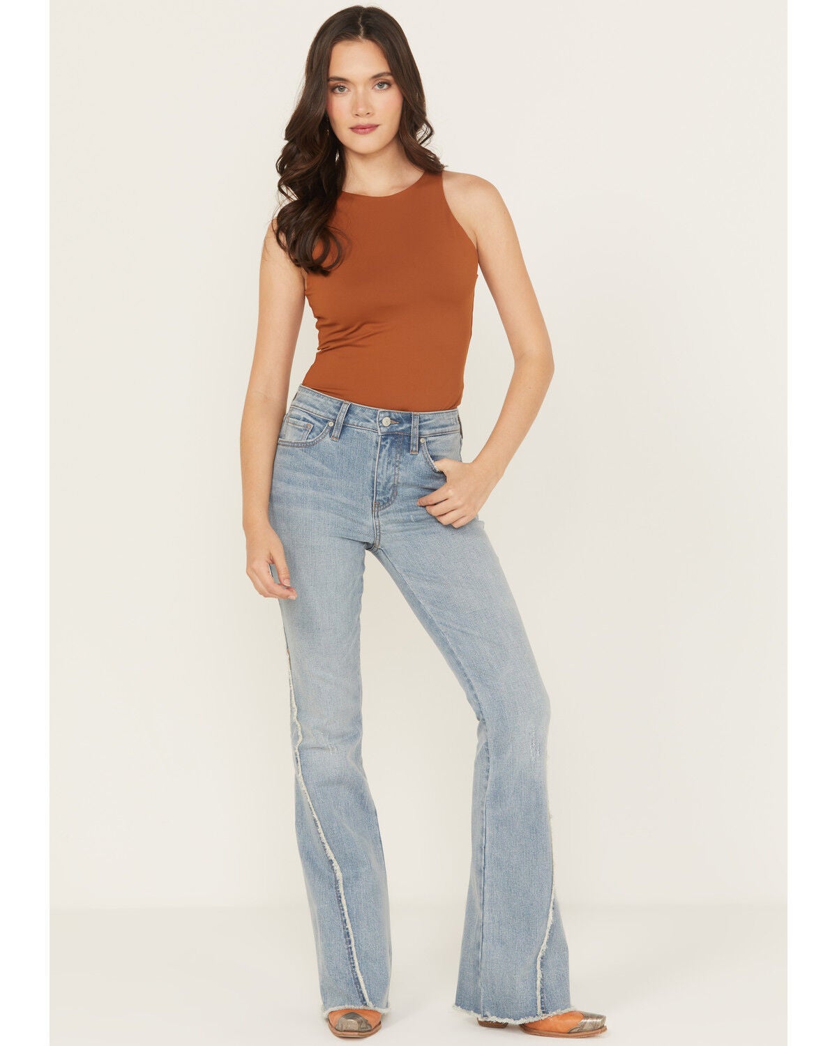 Shyanne Women's Luna High Rise Flare Stretch Denim Jeans, Medium Wash, hi-res