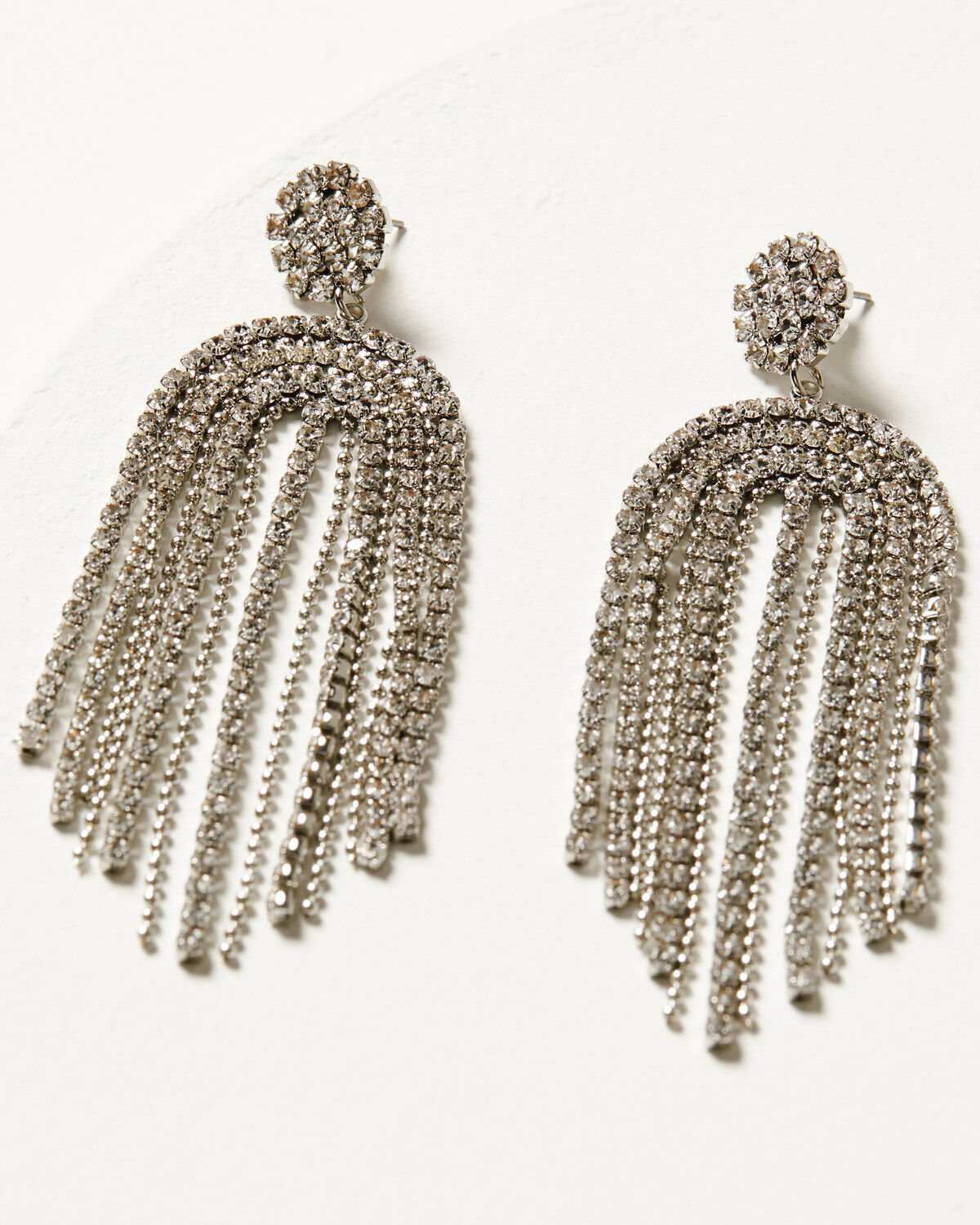 Image #1 - Shyanne Women's Bridal Beaded Fringe Earrings, Silver, hi-res