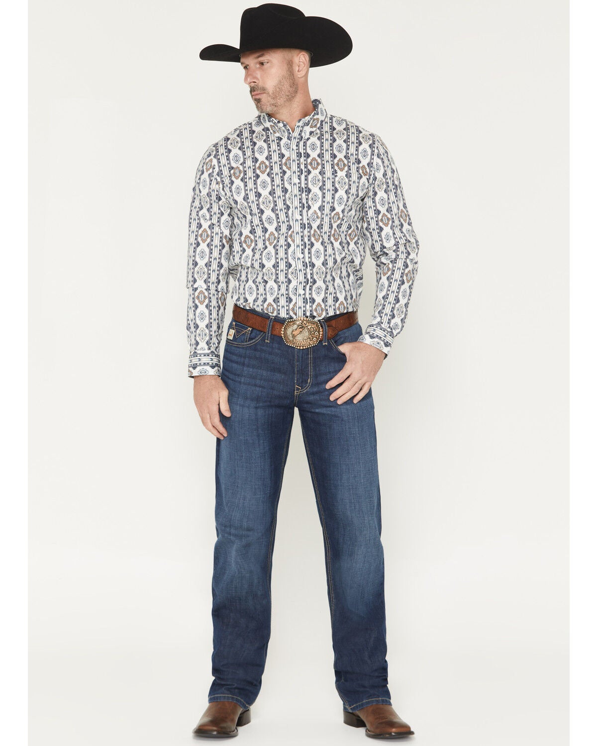 Image #1 - Cinch Men's Grant Dark Wash Relaxed Bootcut Performance Stretch Denim Jeans, Indigo, hi-res