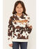 Image #1 - Wrangler Girls' Cow Print Logo Hoodie, Multi, hi-res